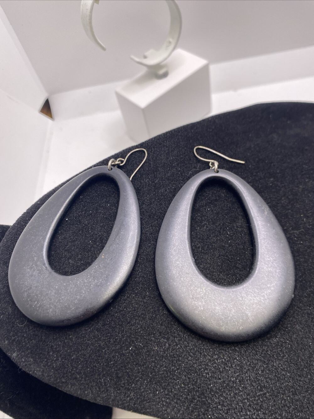 Womens Hoop Black Earrings